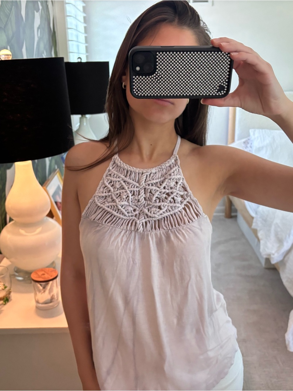 Crochet Halter Tank Top - Light Purple